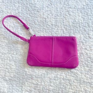 Pink Genuine Leather Wristlet